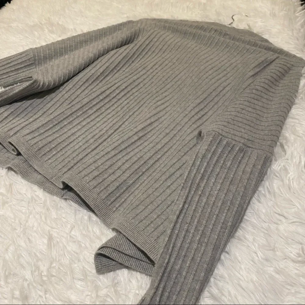 MTWTFSS Weekday Ribbed Crew Neck Long Sleeve Pullover Sweater in Gray Small